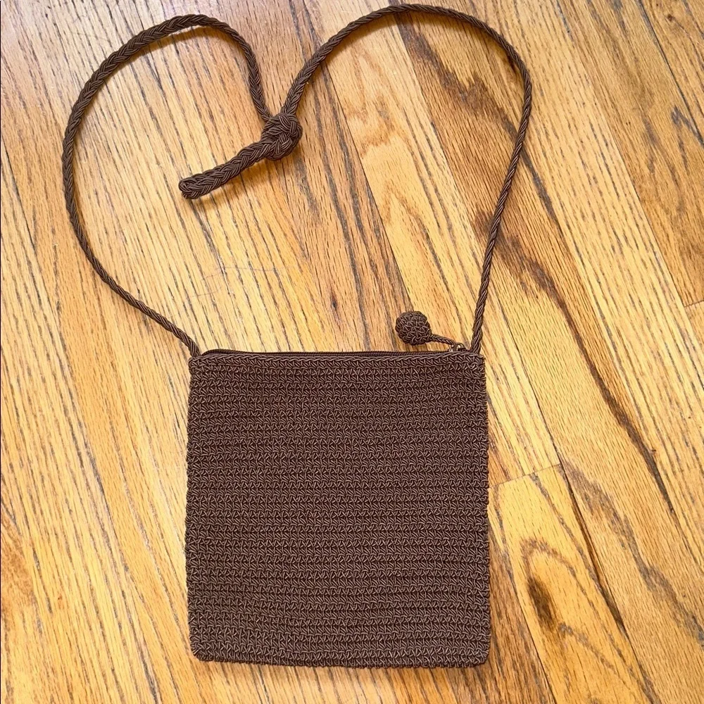 Brown Crossbody Bag with Patchwork Design - Picture 4 of 9